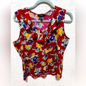 Chaps women’s top with ties and ruffled neck